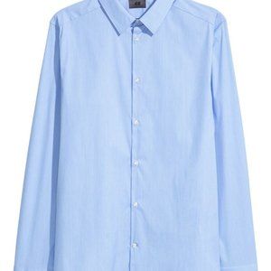 NEW H&M Light Blue Slim Fit Easy-iron Shirt SIZE LARGE